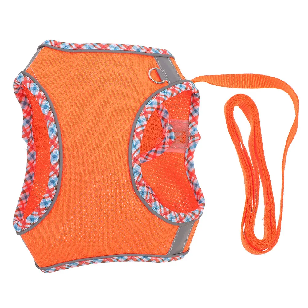 

Pet Strap Suit Harness for Small Dogs Harnesses Chain Ring Leash Orange Training
