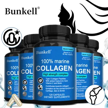 Mořský kolagen | s kyselinou hyaluronovou, vitamínem C a biotinem | Doplněk stravy s vysoce koncentrovaným kolagenem pro muže a ženy 120 kapslí 8 nejlepší prodej kolagenové doplňky - №6