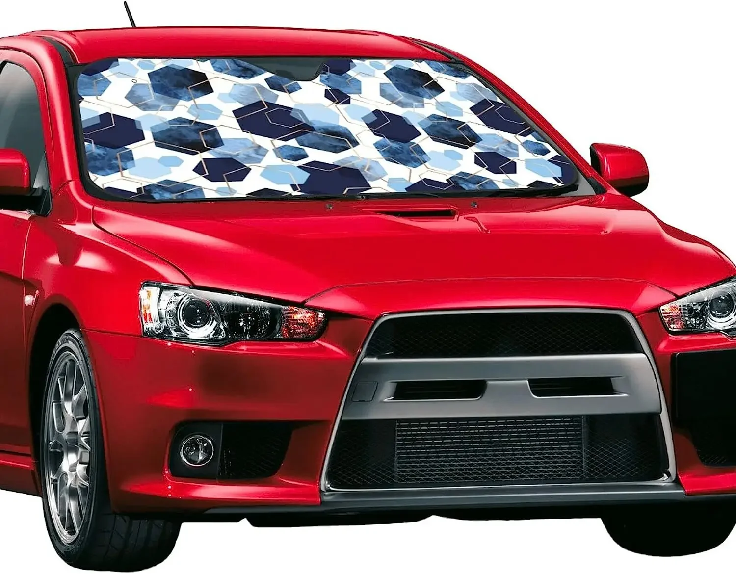 Blue Geometry Windshield Car Shade Front Cover Sunshade for Most Sedans SUV Blocks Max Uv Rays and Keeps Your Vehicle Cool