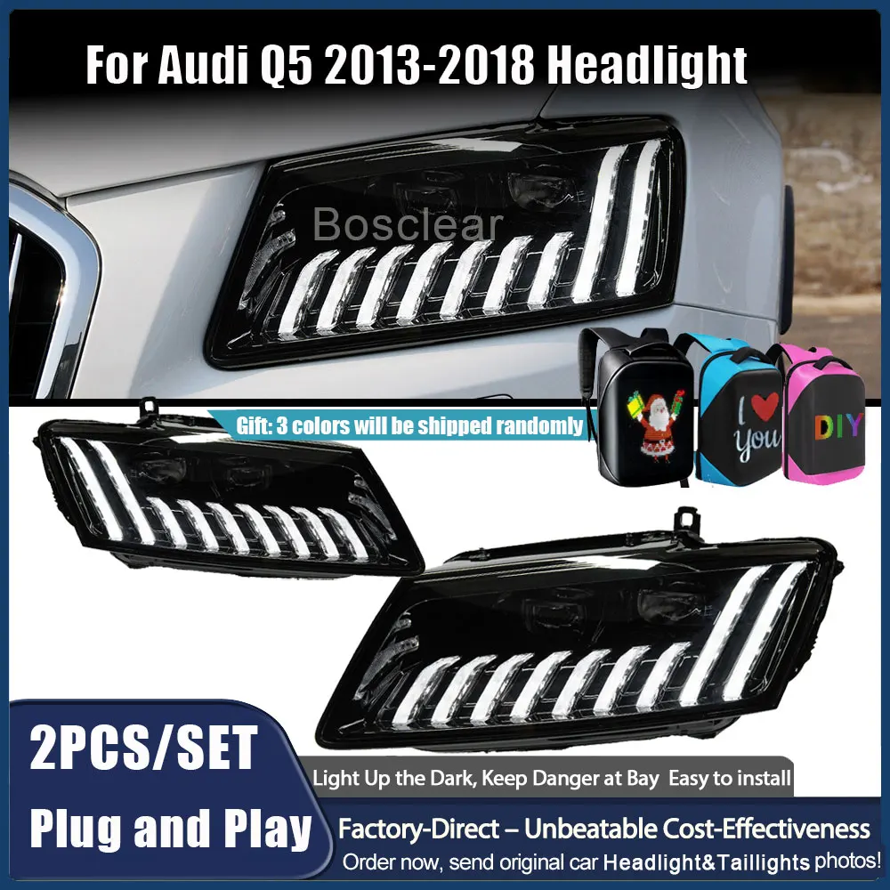 

Car Styling Upgraded Headlights For AUDI Q5 2008-2018 Front Lights LED DRL Moving Turn Signal Bi-xenon Lens Head Lamps Assembly