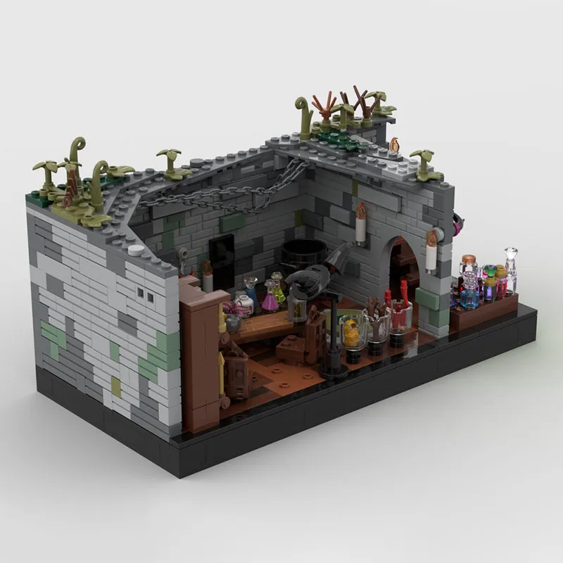 Bloc de construction Moc de jeu célèbre, modèle de scène, salle d'alchimie de sorcière, bloc de construction modulaire, jouet cadeau pour enfants, ensemble de bricolage à assembler