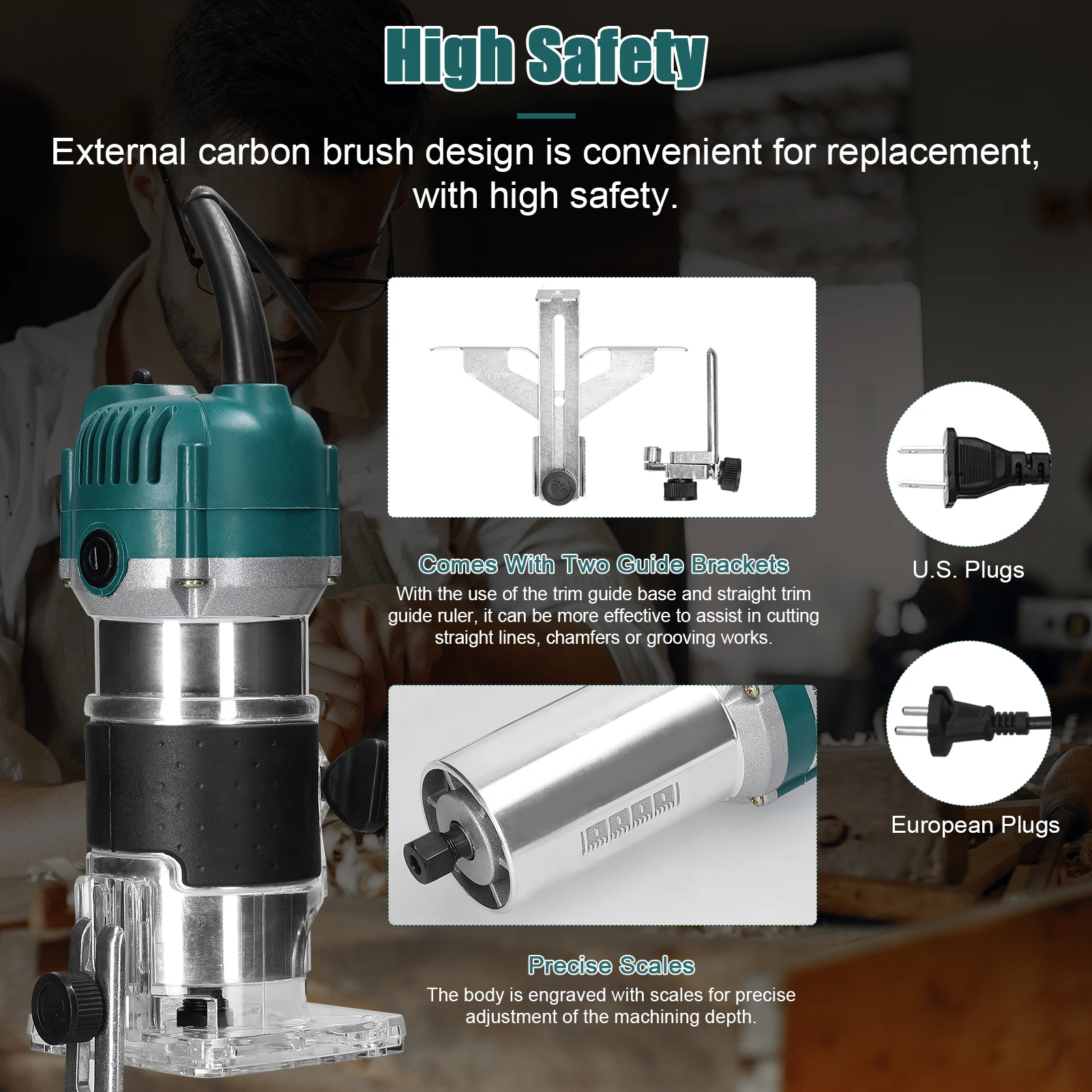 800w elektrische Trimmer Holz fräsen Trimmen Gravur Schlitz maschine mit 15 Stück Fräser Fräser Holz bearbeitung Fräser Elektro werkzeug