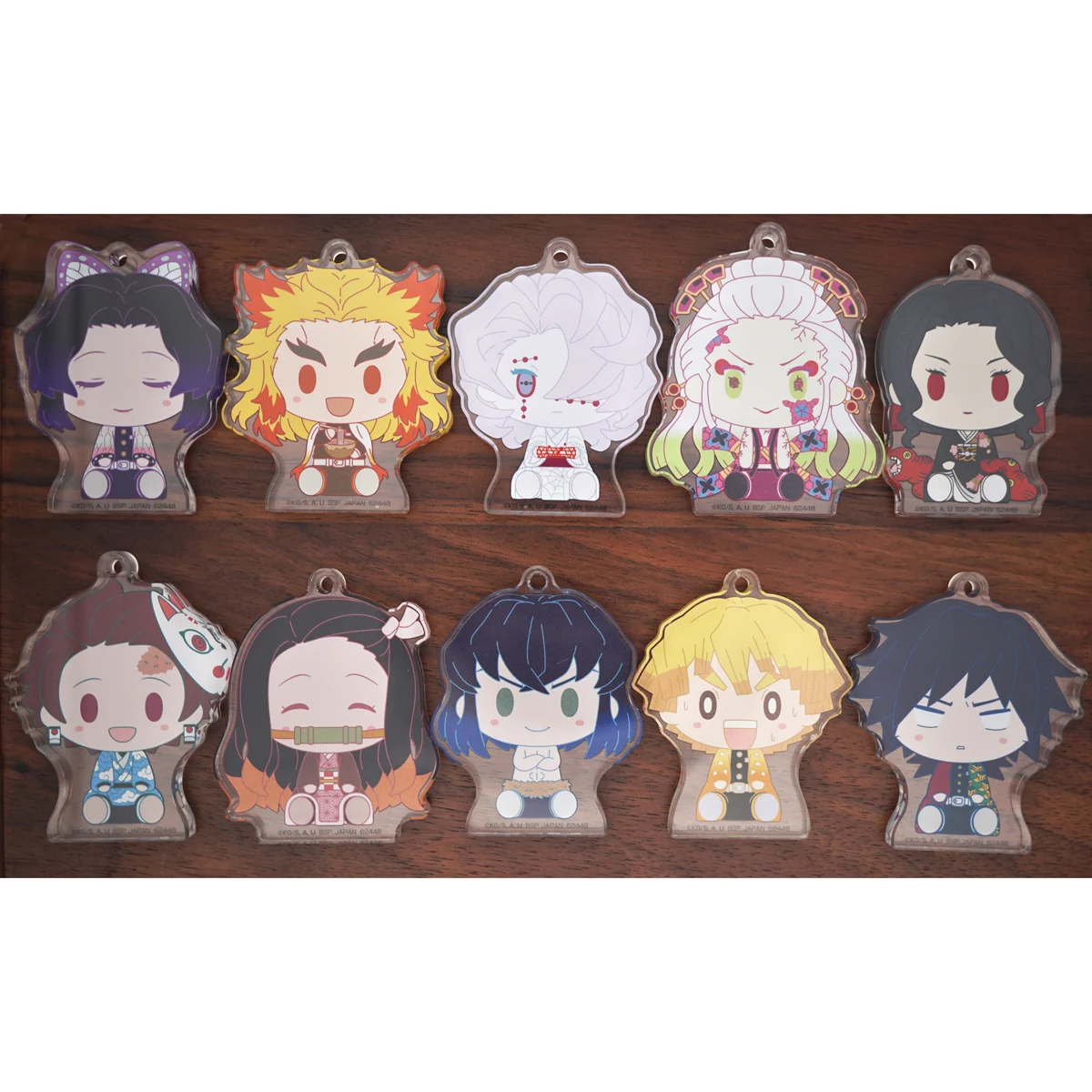 Demon Slayer Anime Kamado Tanjirou Zenitsu Giyuu Daki Gyuutarou Shinobu Rengoku Kyoujurou Acrylic Keychain Stand Ornament Toys