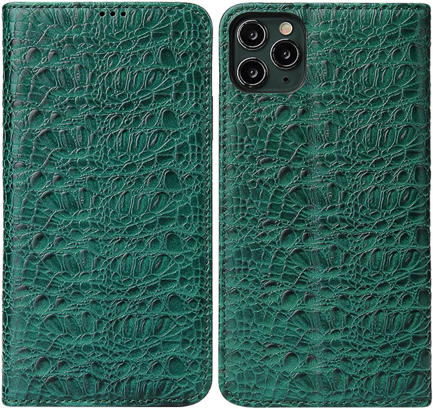 

Wallet Case for iPhone 15 Pro Max/15 Plus/15 Pro/15, Slim Genuine Leather Classic Crocodile Pattern Cover Flip Protective Case