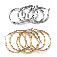 2pcs Stainless Steel Round Big Circle Earring Hoops Gold Color Earring For Jewelry Making DIY