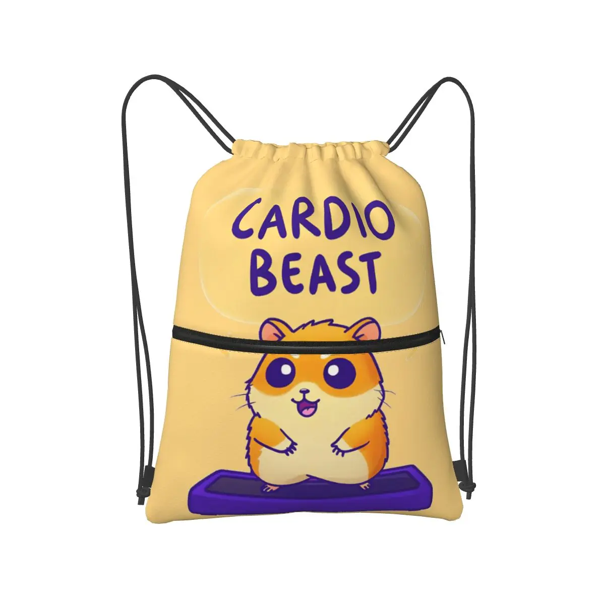 Cardio Beast Hamster Workout Sticker Backpacks Fashion Drawstring Bags Sundries Bag Book Bags for Man Woman Students