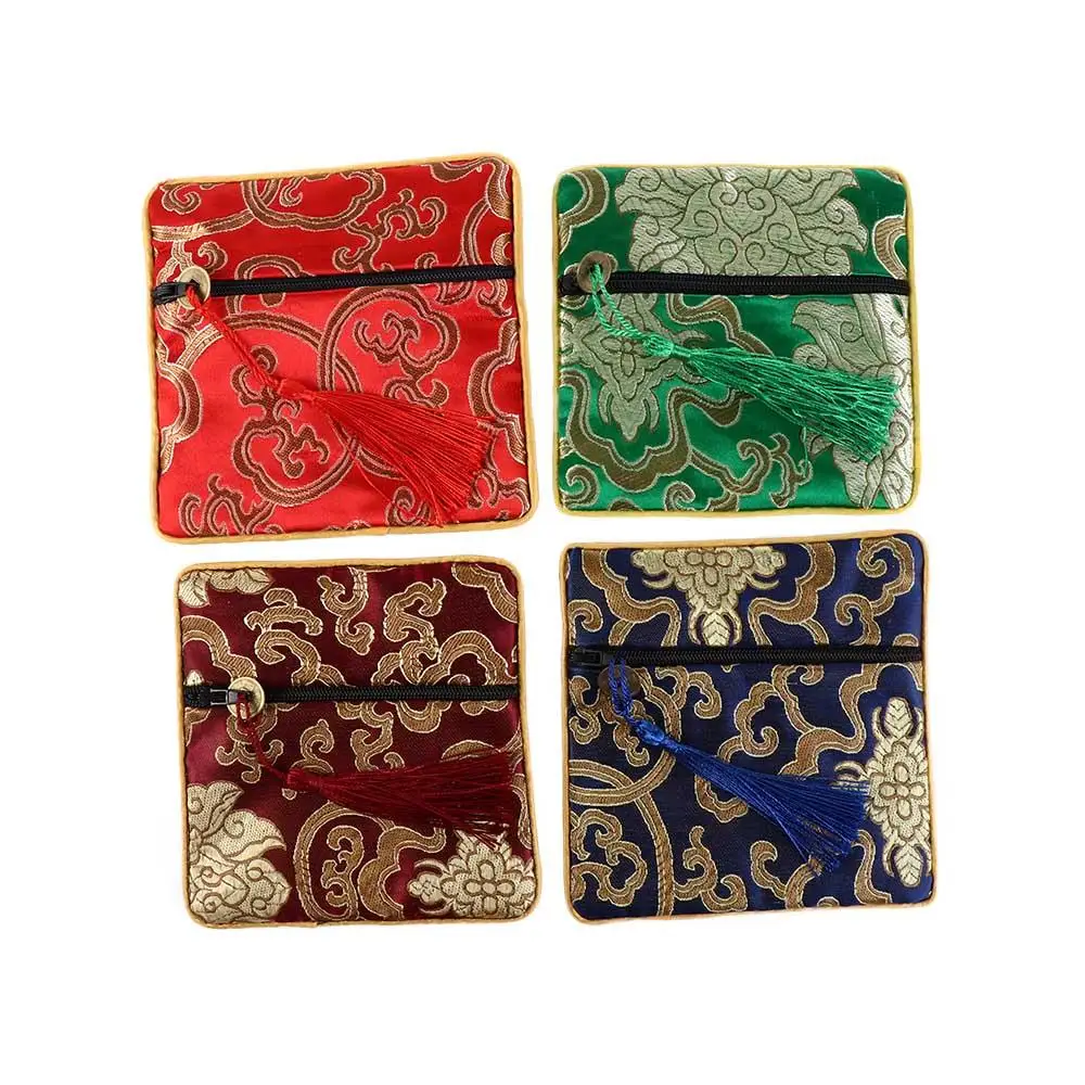 

Flower Pattern Small Pouch Blessing Bag Jewelry Storage Bag Silk Jewelry Organizer Chinese Style Coin Purse Brocade Pouch
