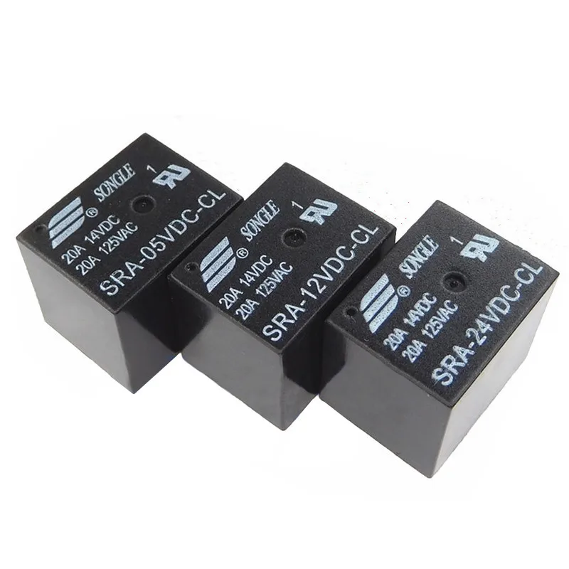 2pcs Relay SRA-05VDC-CL SRA-12VDC-CL SRA-24VDC-CL Power relays DC5V 20A 5 Pins PCB General Purpose Relay 5V 12V 24V