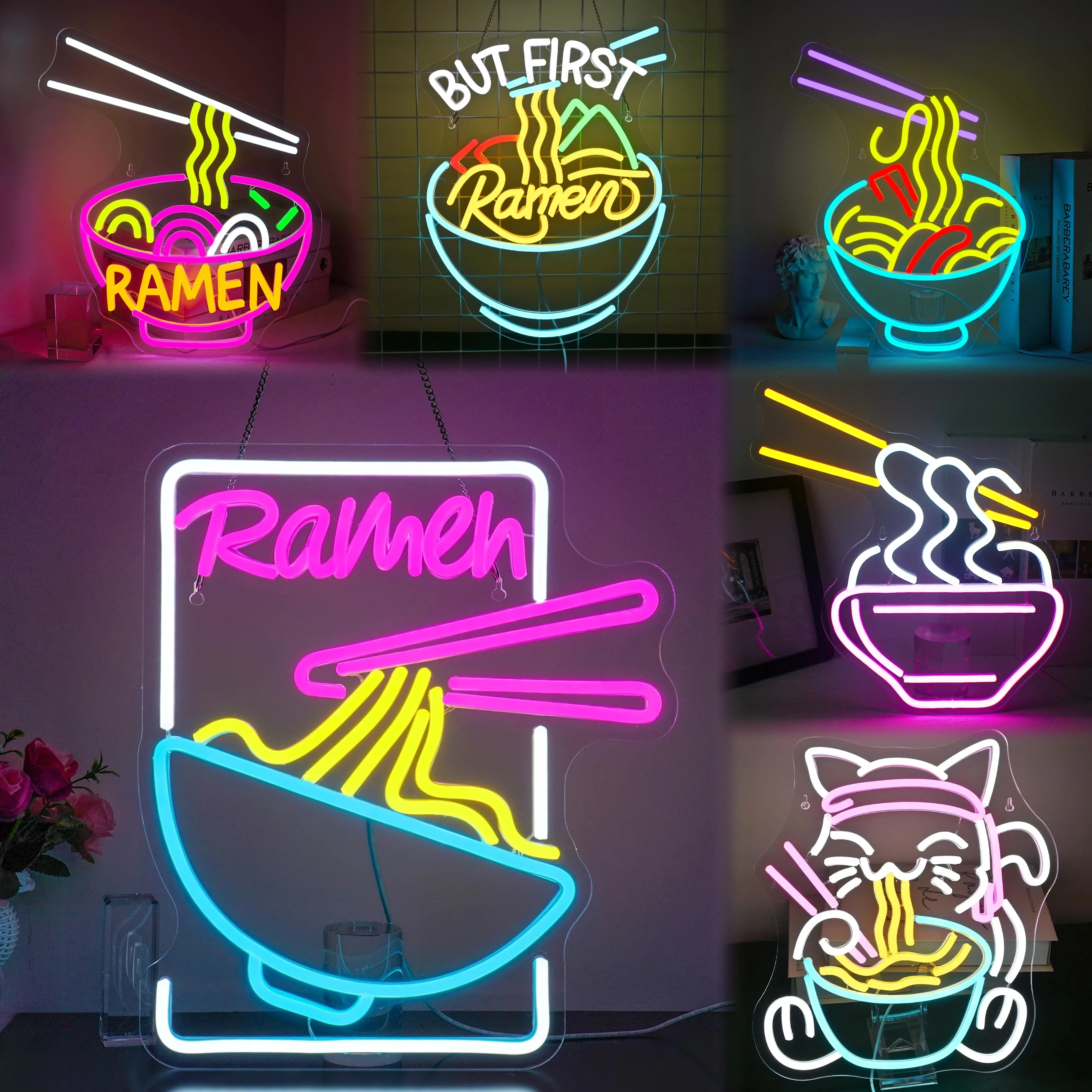 

Ramen Neon Sign For Wall Decor Art Room Decoration For Kitchen Restaurant Business Shop LED Lights Noodle Bowl Light Up Signs