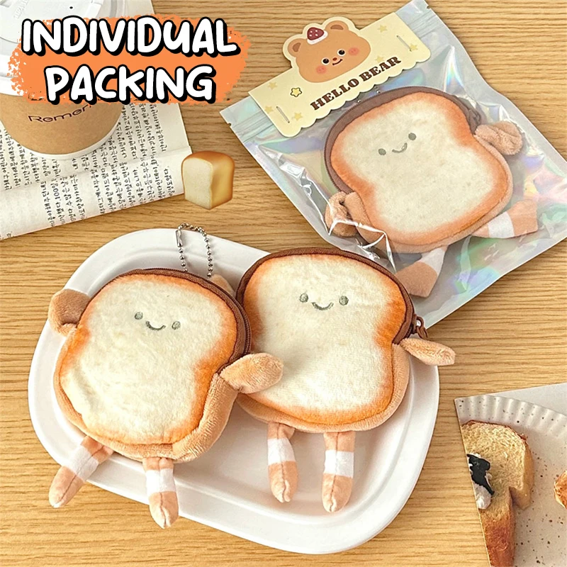 Cartoon Schattige Toast Brood Munt Zakje Kinderen Munt Portemonnee Creatieve Oortelefoon Tas Kawaii Mini Munt Tas Hanger Verjaardagscadeaus