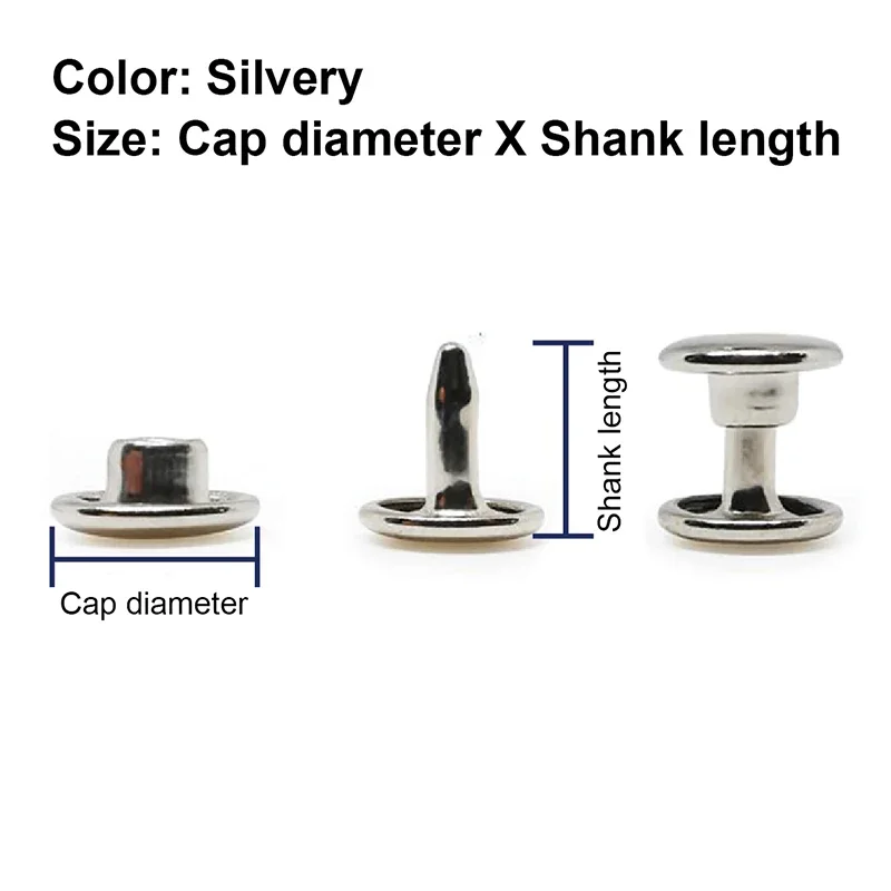 6 ミリメートル 7 ミリメートル 8 ミリメートル 9 ミリメートル 10 ミリメートル 12 ミリメートル金属ダブルキャップリベットスタッド金属ラウンド釘頭スパイク革細工 DIY