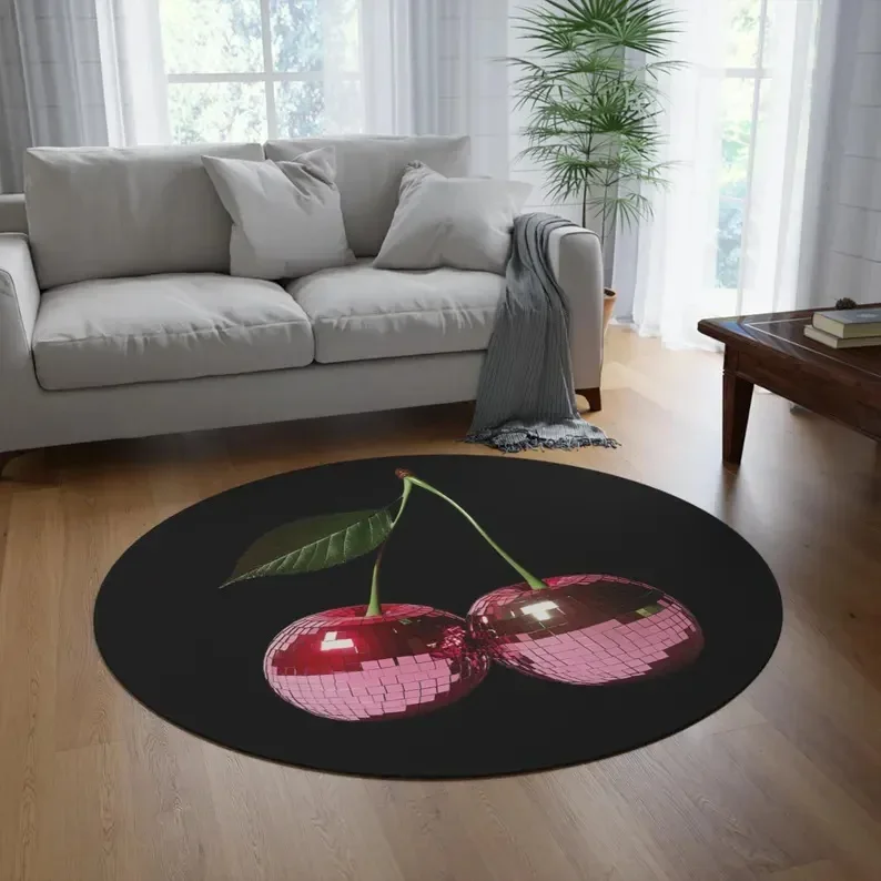 ~O~Sparkling Disco Ball Round Rug – Colorful Dance-Themed Floor Mat for Music Room & Living Room Home Decor