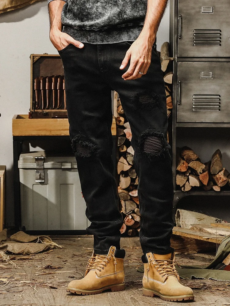 Джерри, американские мотоциклетные джинсы в стиле ретро, мужские модные брендовые прямые брюки, уличный хлопок, полиэстер, износостойкие