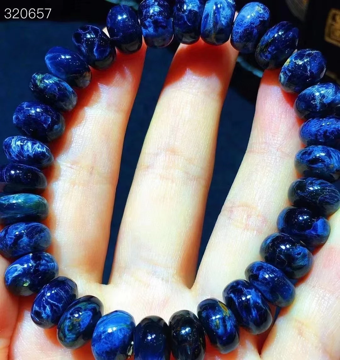 

Natural Blue Pietersite Abacus Beads Bracelet 10.3x6.3mm Chatoyant Cat Eye Namibia Certificate AAAAA