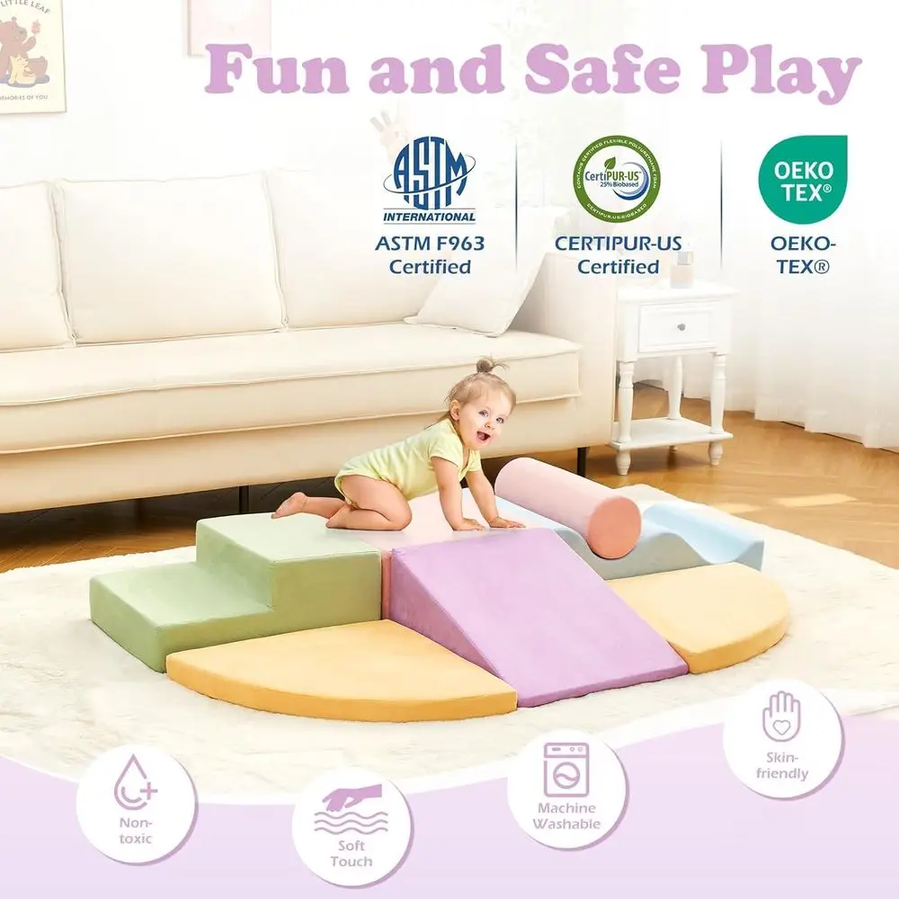 Juguetes de escalada para niños pequeños, juguetes de escalada para niños pequeños en interiores, juego de bloques de escalada de espuma suave de 7 piezas, esquina de tiempo de juego para niños pequeños C