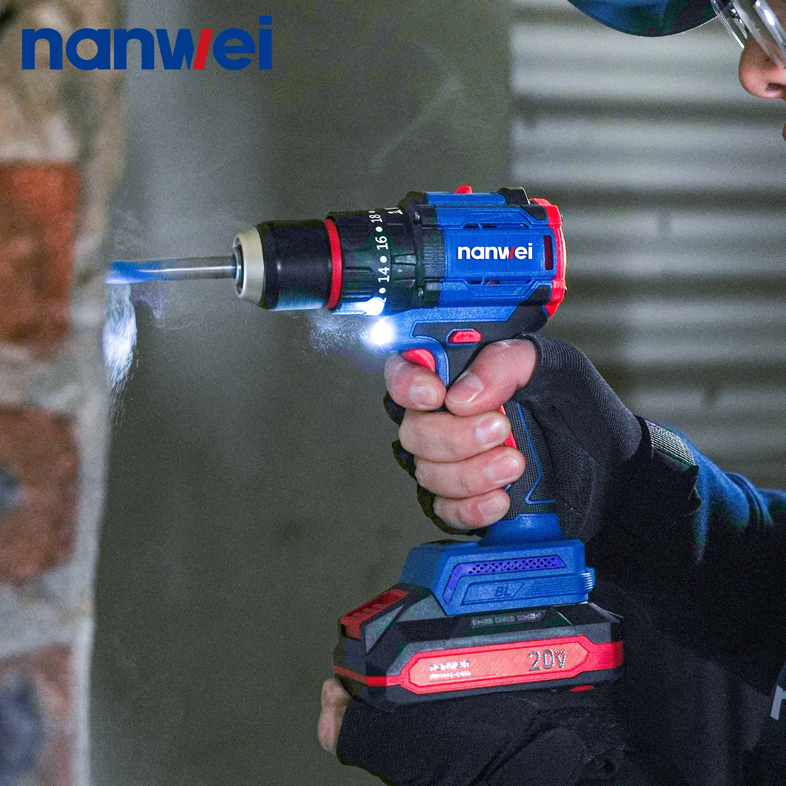 

20V Brushless Cordless Cordless 70N.M Impact Lithium-Ion Drill Metal Chuck 13mm DIY Home/Professional Dual Purpose