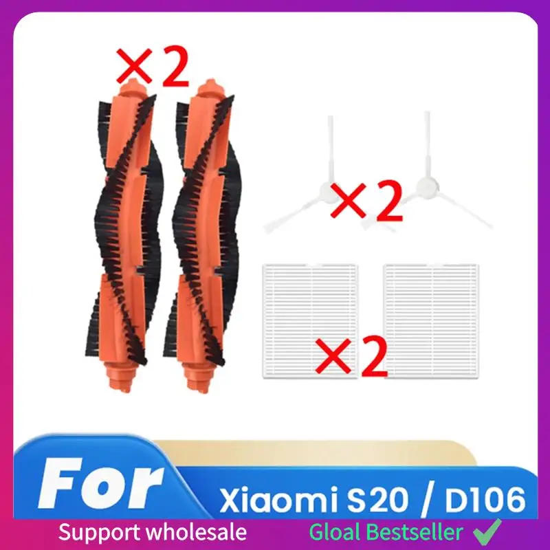 

A38M 6 Pcs For Xiaomi S20 / D106 Sweeping Robot Accessories Cleaner Parts Replacement Main Side Brush Filter Set