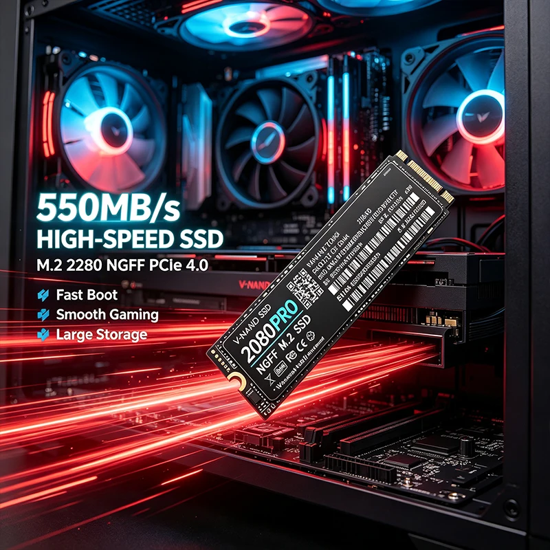 2080 PRO M.2 2280 NGFF PCIe 4.0 SSD Up to 550MB/s Internal Solid State Drive 500GB-4TB For PS5 Laptop Desktop Gaming PC Storage