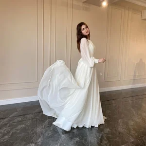 Langes Frauenballkleid mit Perlenweiß Draht, Kragen O, elegante, Laterne, sexy, großes Gleichgewicht, Club, Party, Club, Brautkleider, Mode 10 Hauptverkauf hellweißes Kleid - №10