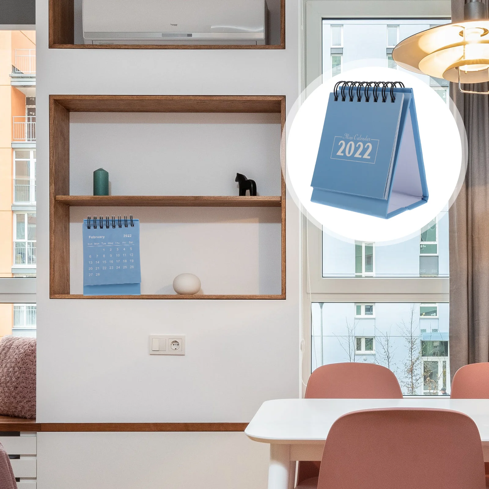 2022 Mini Desk Calendar Stylish Office Home School Schedule Planner Notepad Wall Calendar Paper Foldable Twin-Wire Thick Page