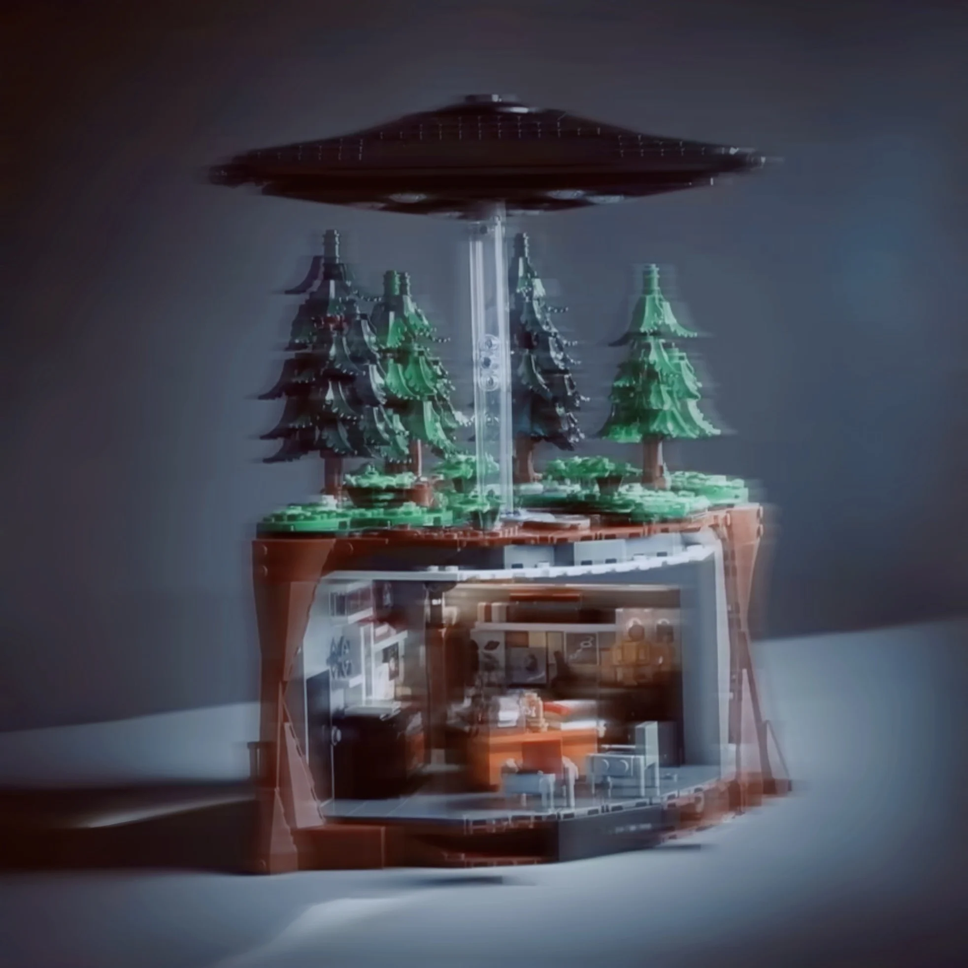 Creative 1478pcs UFO Scene Double Layer Underground Research Base Model Building Blocks 3D Set Desktop Christmas Gift for Family