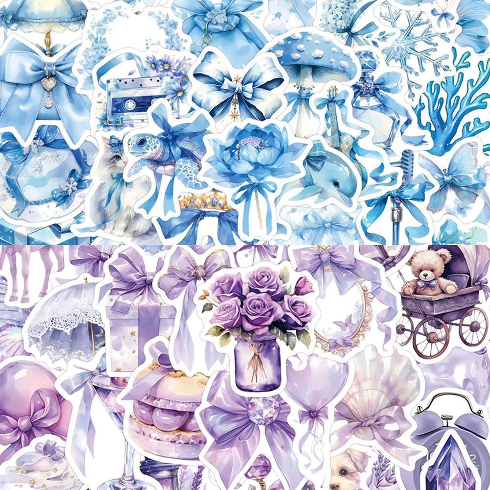 

10/30/50/100pcs Blue Purple Cute Cartoon Aesthetic Graffiti Stickers INS Style Decals for Luggage Helmet Laptop Kid Sticker Toys