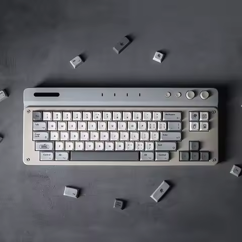 ECHOME Vintage Gray and White Keycap 140key Set PBT Custom Keyboard Cap XDA Profile Key Cap for Mechanical Keyboard Accessories
