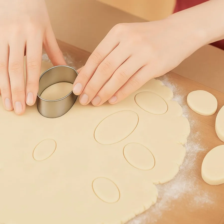 Juego de cortadores de galletas ovalados de 6 uds., suministros para hornear geométricos grandes de acero inoxidable para galletas caseras, cortadores de galletas de placa ovalada Sha