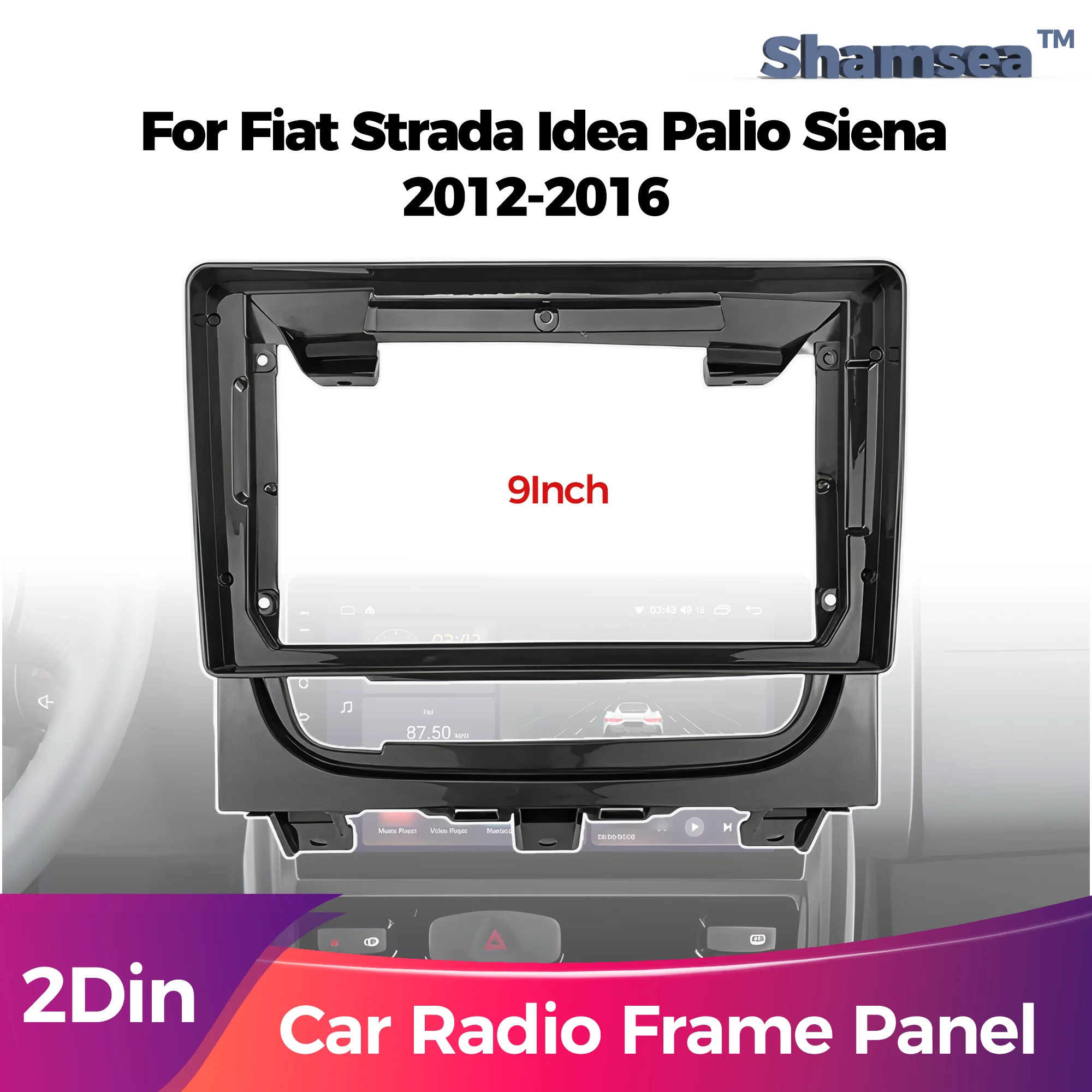 9 Inch Double Din Car Stereo Radio Fascia Frame Dash Kit for  Fiat Strada 278 Idea 350 Palio 178 Siena 178 2012-2016 Panel Bezel