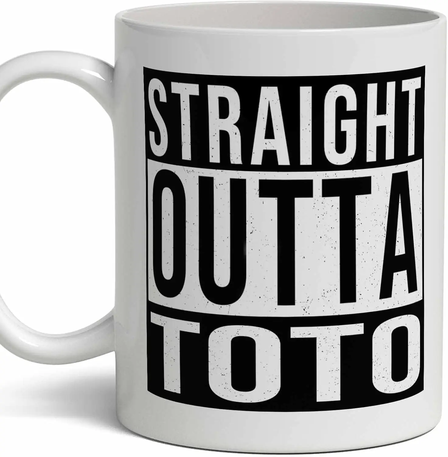 Toto Last Name Gift. Personalized, Custom Straight Outta Surname Sign Coffee Mug. 11 Ounces.