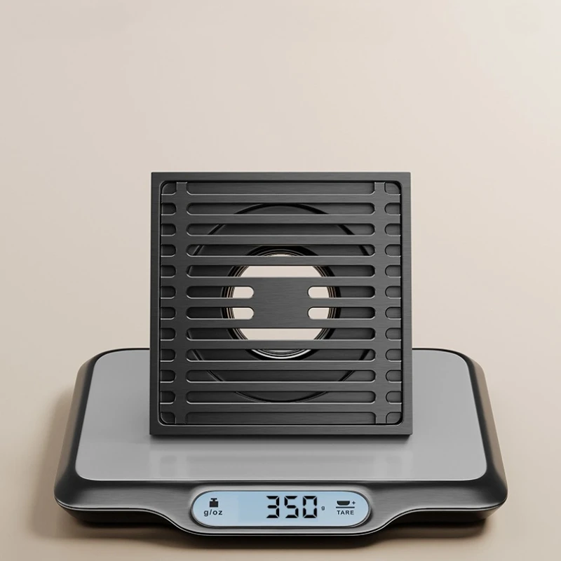 square deodorant floor drain, all-copper large displacement gray brushed floor drain, Bathroom dry area invisible floor drain