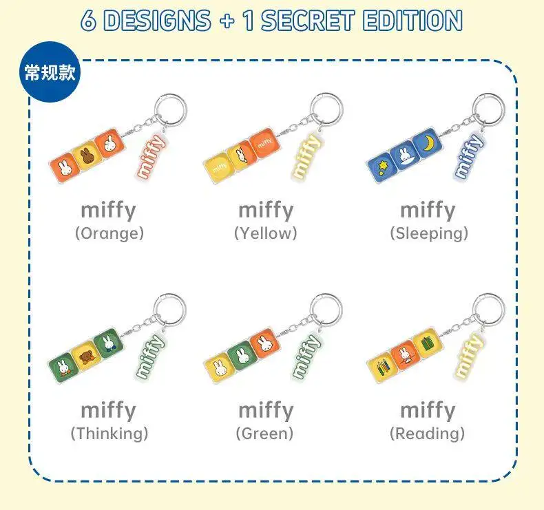 Miffy Kaninchen 6 Stile Farblich Abgestimmte Tastenkappen-Schlüsselanhänger Überraschungs-Blindbox Geschenke Spielzeugmodelle Anime-Figuren Sammelornamente – Detail 3