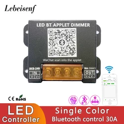 30A pojedynczy kolor kontroler przyciemniania LED DC 5V 12V 24V inteligentna aplikacja Bluetooth ściemnianie PWM dla monochromatycznych modułów diody na wstążce