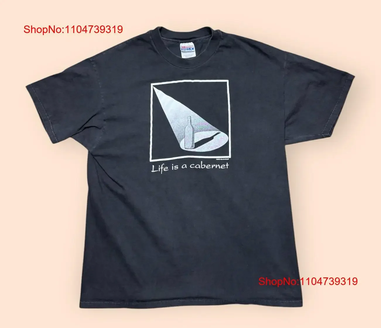Camiseta vintage de los años 1990 Life Is A Cabernet XL Black Vtg Wine Ropa de diseñador lavada vintage de los años 90 Cómoda Versátil Elegante