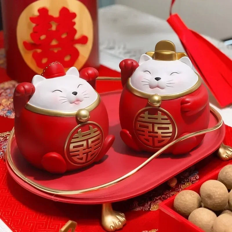 Happy Lucky Cat Decoration Living Room Desktop Home Decoration Wedding Engagement Opening Gifts for Friends' Wedding Gifts