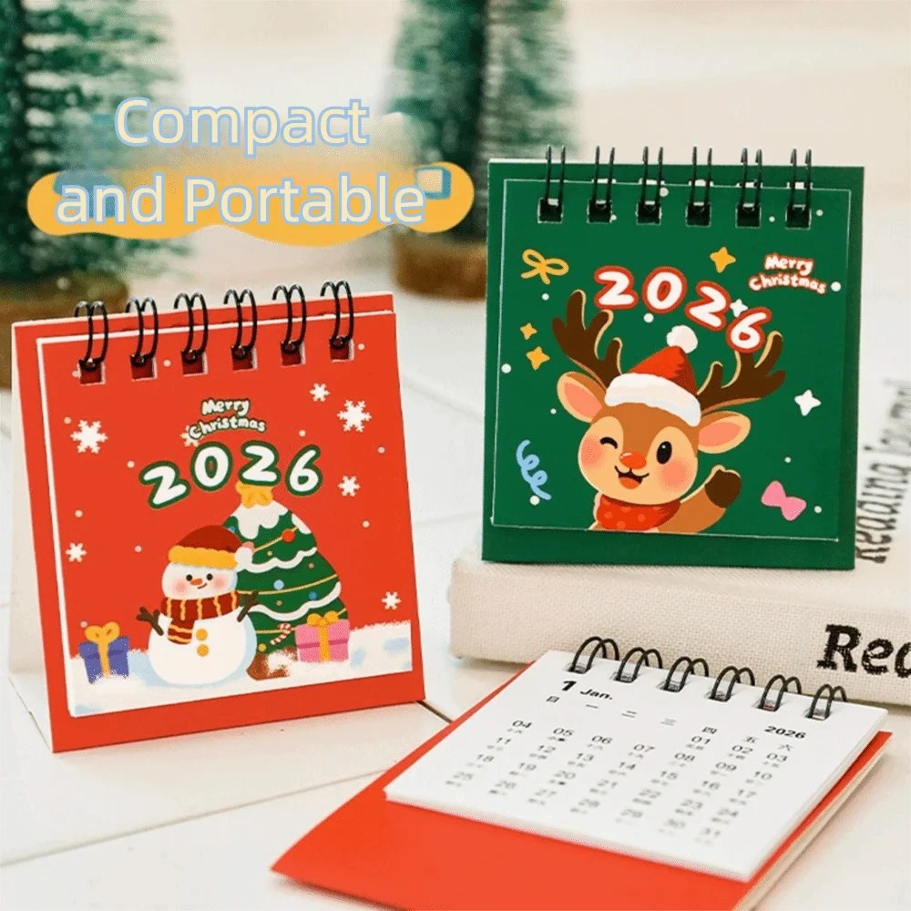 

New High Quality Cute Christmas 2026 Desk Calendar Cartoon Coil Binding Desktop Calendar Portable Schedule Planner Gifts