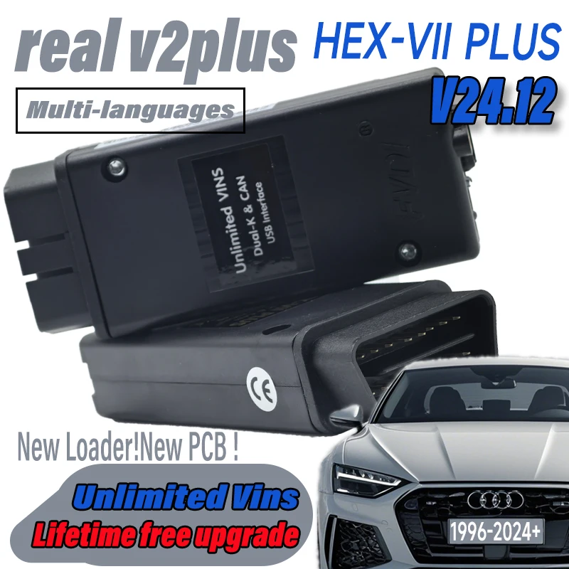 2025 HEX REAL V2 Plus Unlimited VINs Auto Scan com Diagnostic Tools VAG Coding COM  STM32F429 V24.12 For VW AUDI Skoda Seat