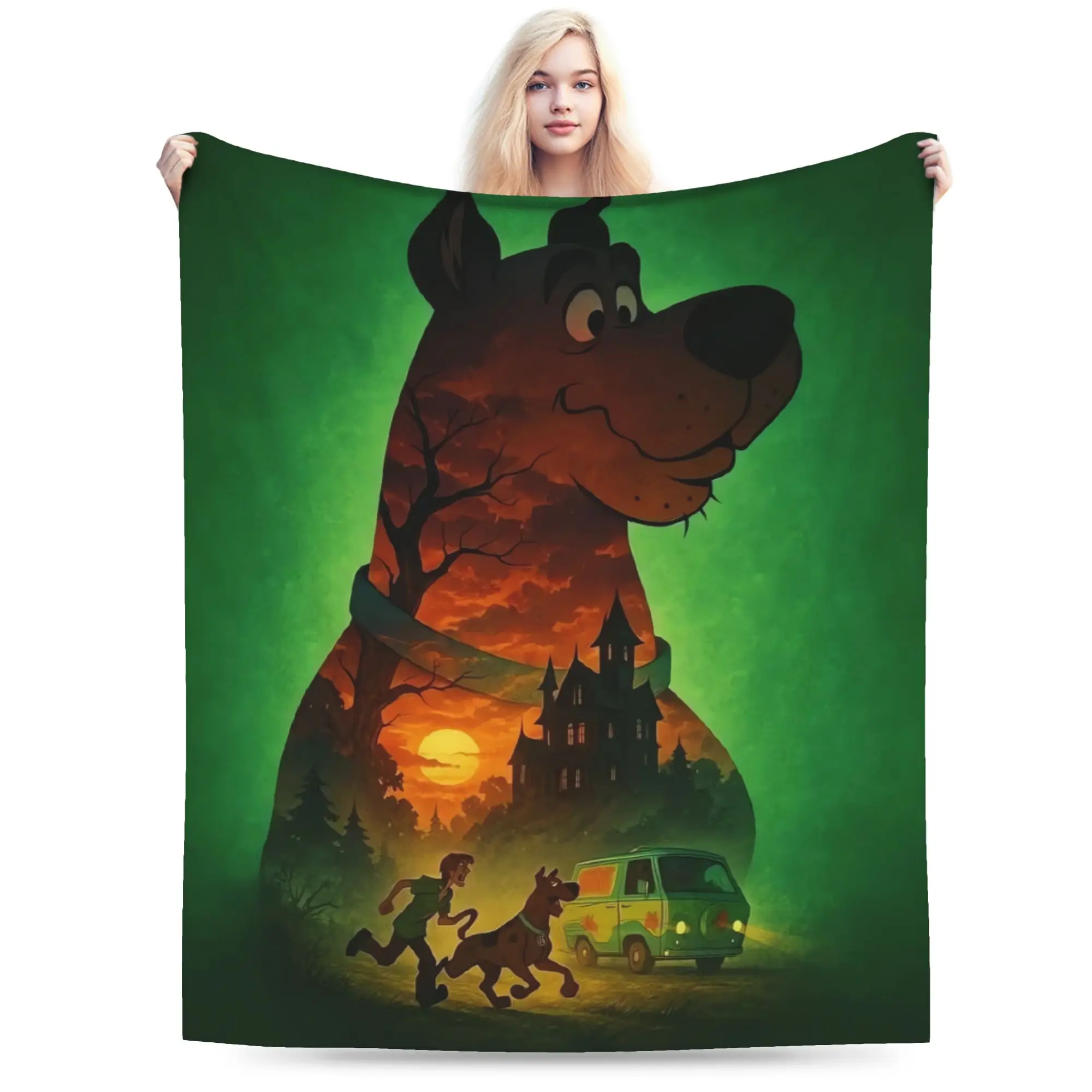 Warm Soft Blanket Kids Adult Decorative Cartoon Halloween Throw Blanket Scoobys Doos Flannel Bedspread Bed Sofa Bed Cover