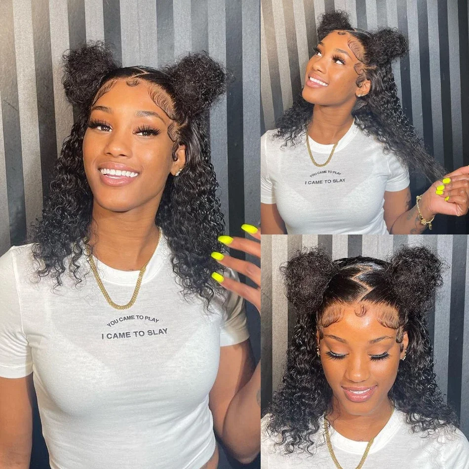 ISHINE 12A Brazilian Kinky Curly Bob Wig Human Hair 180 Density Pelucas De Cabello 100% Humano Water Wave Closure Wig