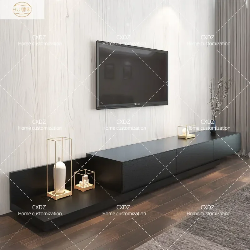 Nordic Style Retractable TV Cabinet Modern Simple Pull Out Storage Unit for Small Apartment Living Room Light Luxury