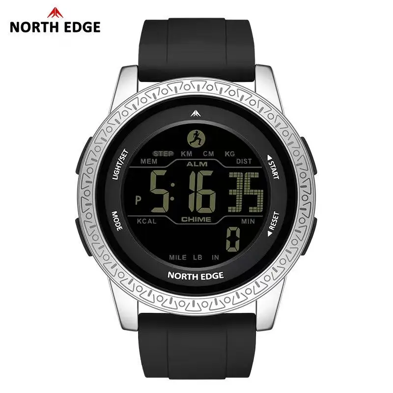 NORTH EDGE APOLLO Men's Digital Watch Sports Waterproof 50M Wristwatches Dual Time Pedometer Stopwatch Alarm Clock For Women