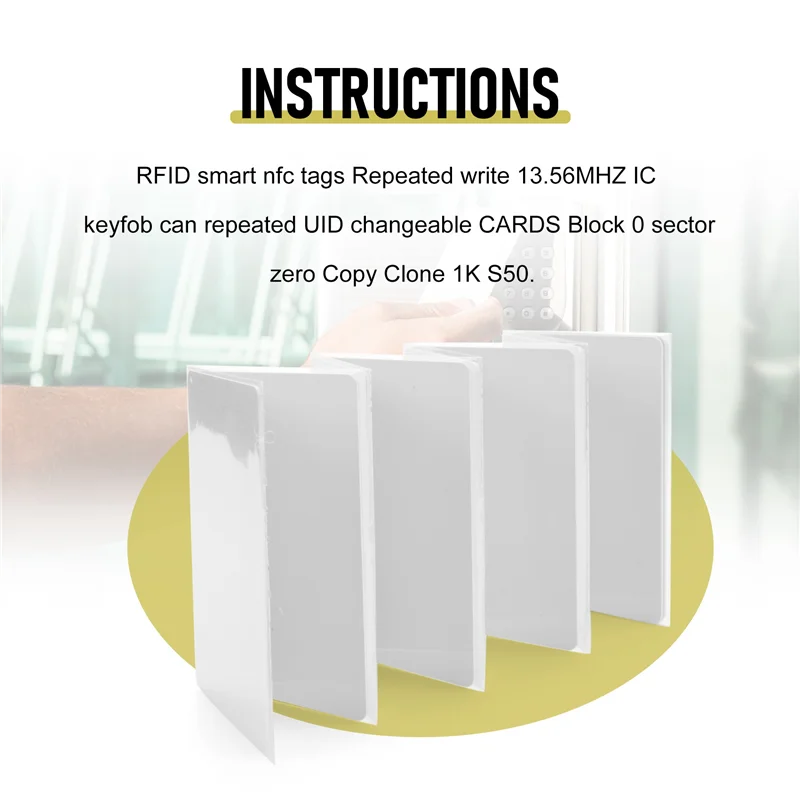 

-B48C 10PCS RFID Nfcsmart Chip Badge Clone 0 Sector Writable Tag UID Access Control Thin Card 13.56Mhz Rewritable Copy Key