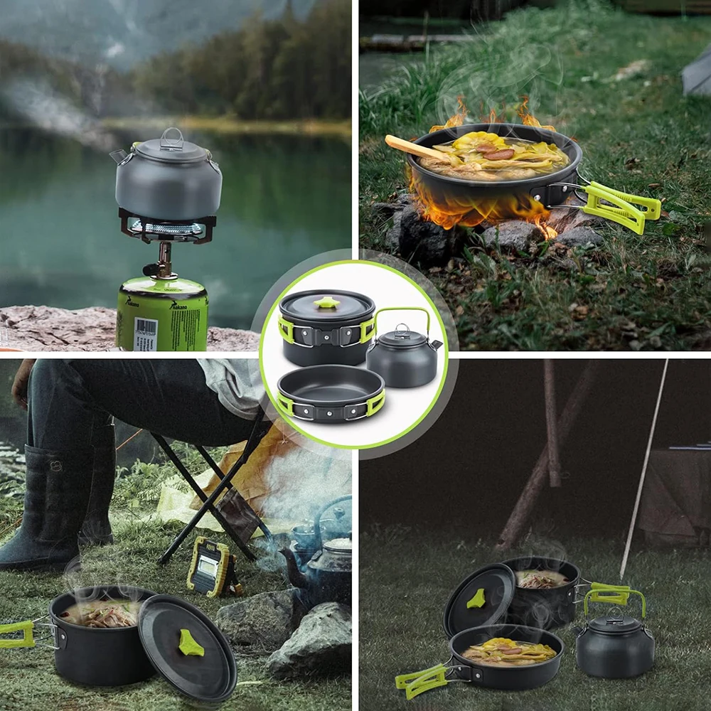 Camping-Kochgeschirr-Set 10-teilig aus Aluminium für Outdoor