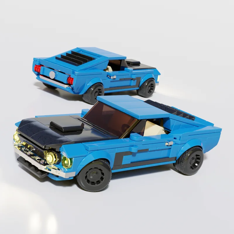 MOC Boss 302 1:24 Stadtauto Geschwindigkeit Champion Klassisches Oldtimer Bausteine Ziegel Rennmodell Kinderspielzeug Geschenk