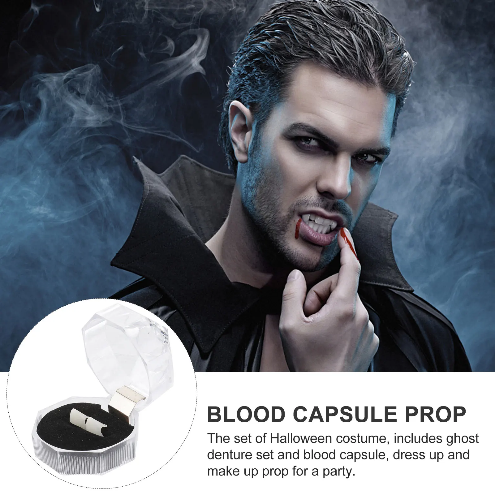 1 セットゴースト義歯セットハロウィン仮装パーティー装飾プロム装飾品ユニークな特別なメイクアップアクセサリーリアルな不気味な雰囲気