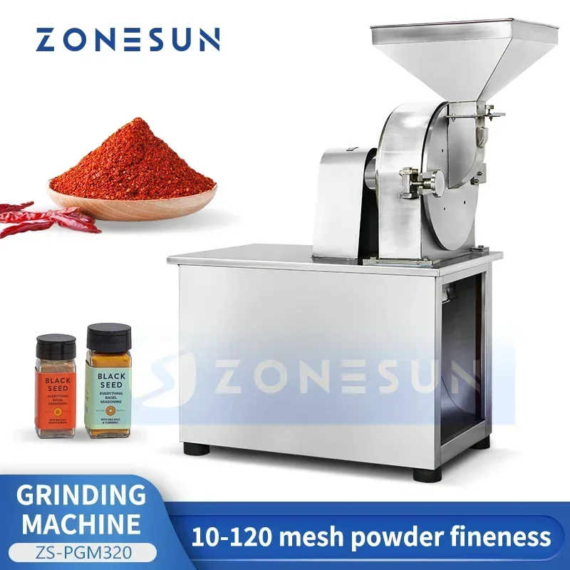 ZONESUN ZS-PGM320 Chili Powder Grinder Ultra Fine Powder Grinding Machine Chili Mirchi Making Equipment