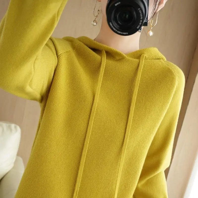 

Hoodie Women Spring and Autumn 2024 New Fashion Base Sweater with A Knitted Shirt Casual Large Size Hooded Sweater Woman L366