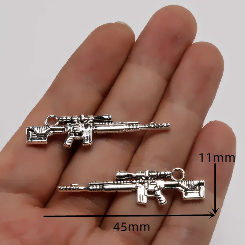 1pack  Silver Plated Mix Retro Firearms Rifles Submachine Guns Pistols Alloy Pendant DIY Charms Necklace Jewelry Crafts Making