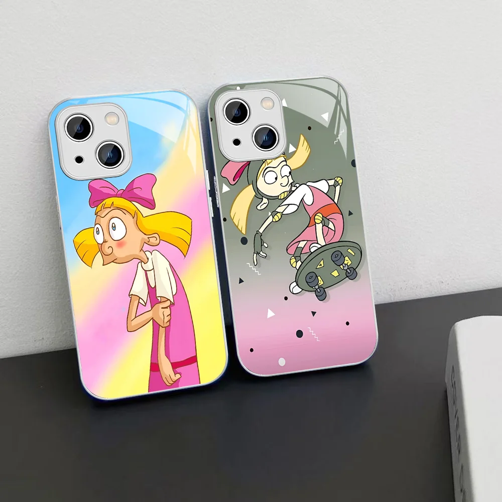 H-Hey A-Arnold H-Helga Cute Cartoon Phone Case Tempered Glass For Iphone 14 13 12 11 Pro Mini XS MAX 14Plus X XS XR Fundas