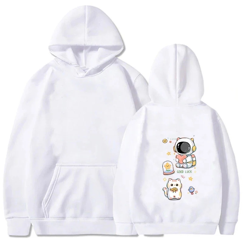 Astronaut Space Cute Cartoon Printed Hooded Women Prevalent Fashion Hoodies Casual Loose Sweatshirt Female Classic Streetwear